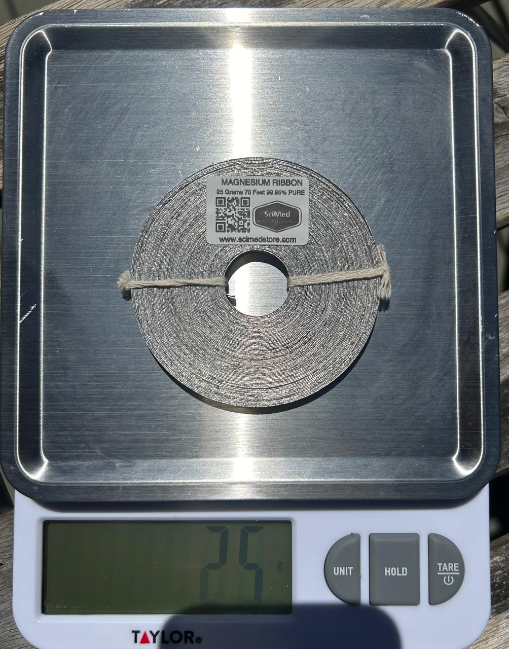 Magnesium Ribbon High Purity 99.95% - 25g, 70ft Roll, Premium Quality for Lab Use