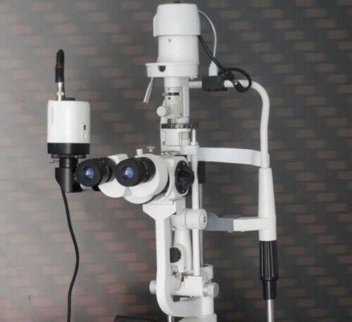 5-step slit lamp Haag-Streit type — applanation tonometer, beam splitter, camera | SciMed