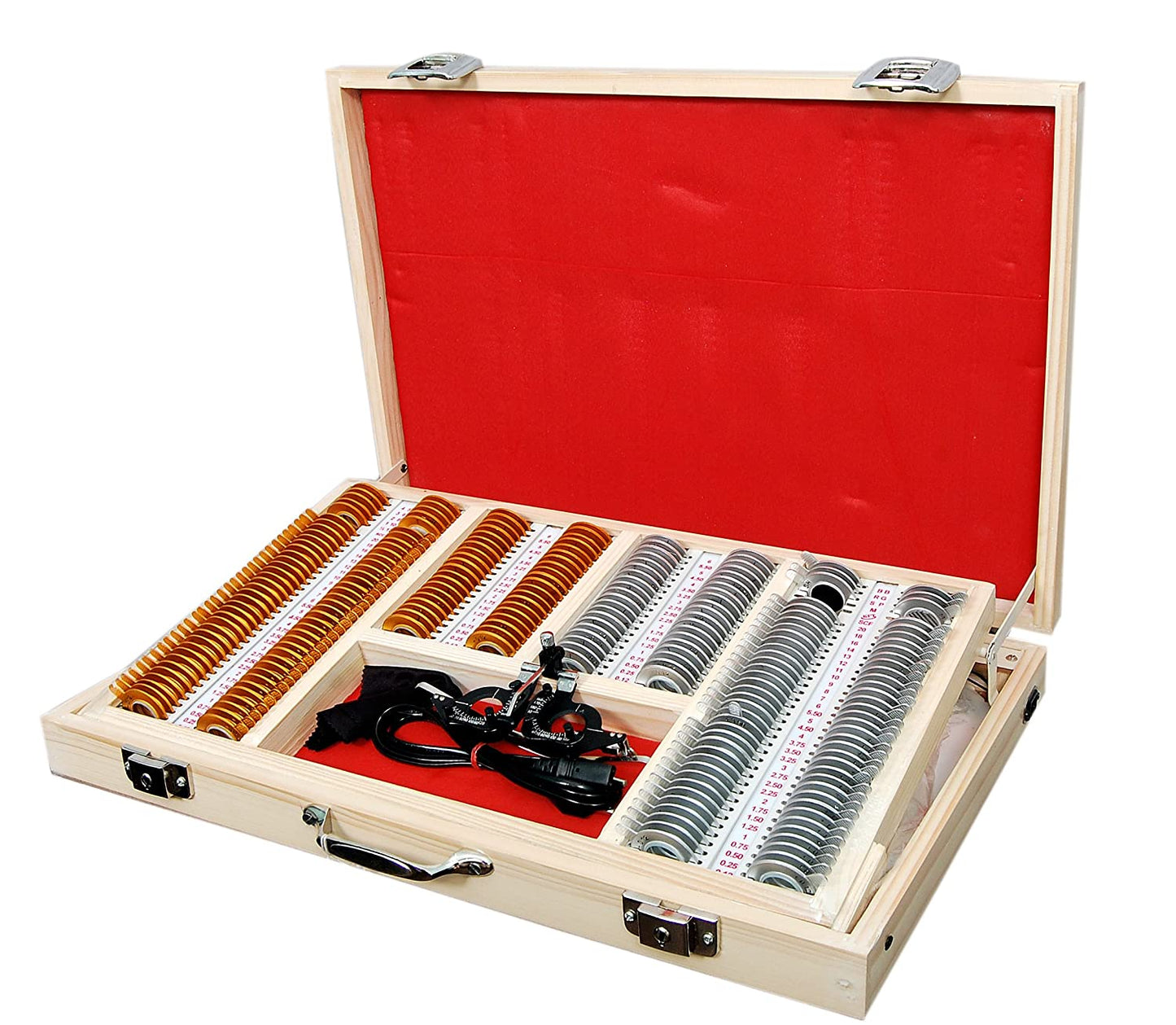 Trial lens kit 225 pieces in wooden case with LED backlight illumination