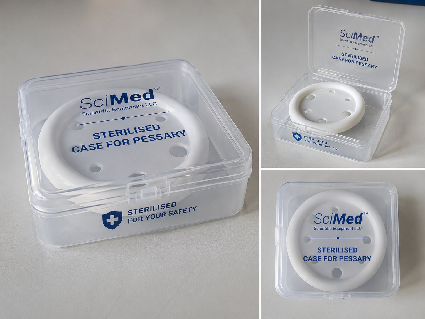 SciMed Pessary Storage Case — additional branded view. Available as a $9.99 add-on with your 3-Size Right-Size Pack.