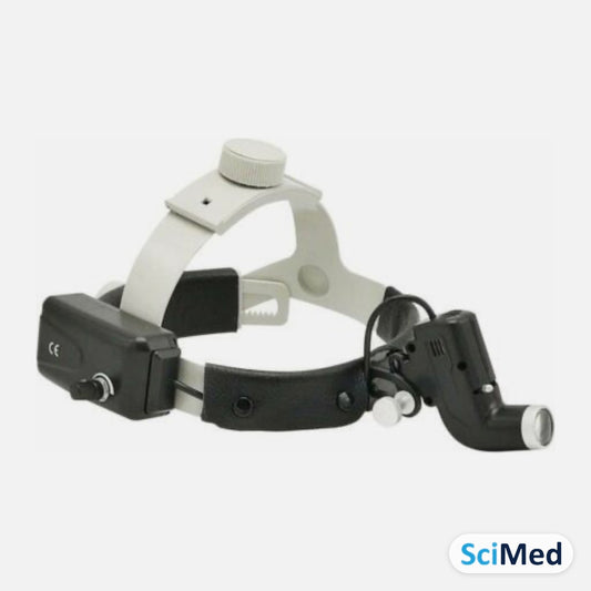 SciMed ENT surgical LED headlight – Black, headband-mounted rechargeable lithium battery SciMed