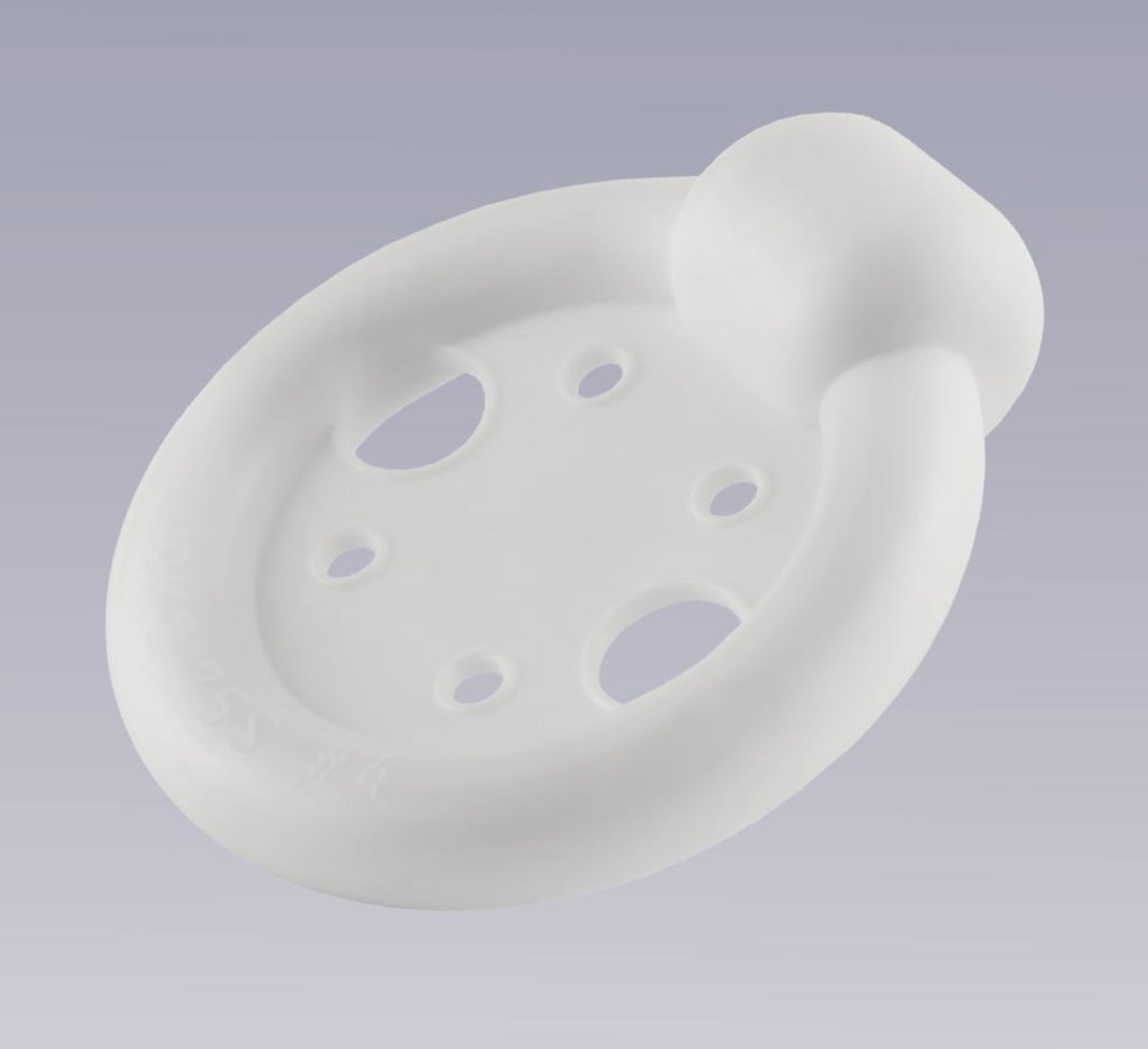 Knobbed Ring Pessary with Support — close-up of the removal knob, designed for patients with arthritis or limited finger dexterity