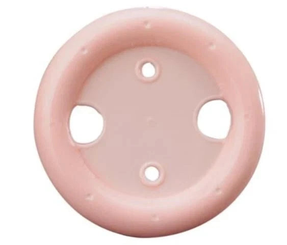 Premium Pink Flexible Ring Pessary With Support — top view of soft-curved silicone ring with support membrane